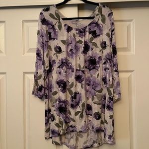 Croft & Barrow | Purple Floral Scoop Necked Blouse